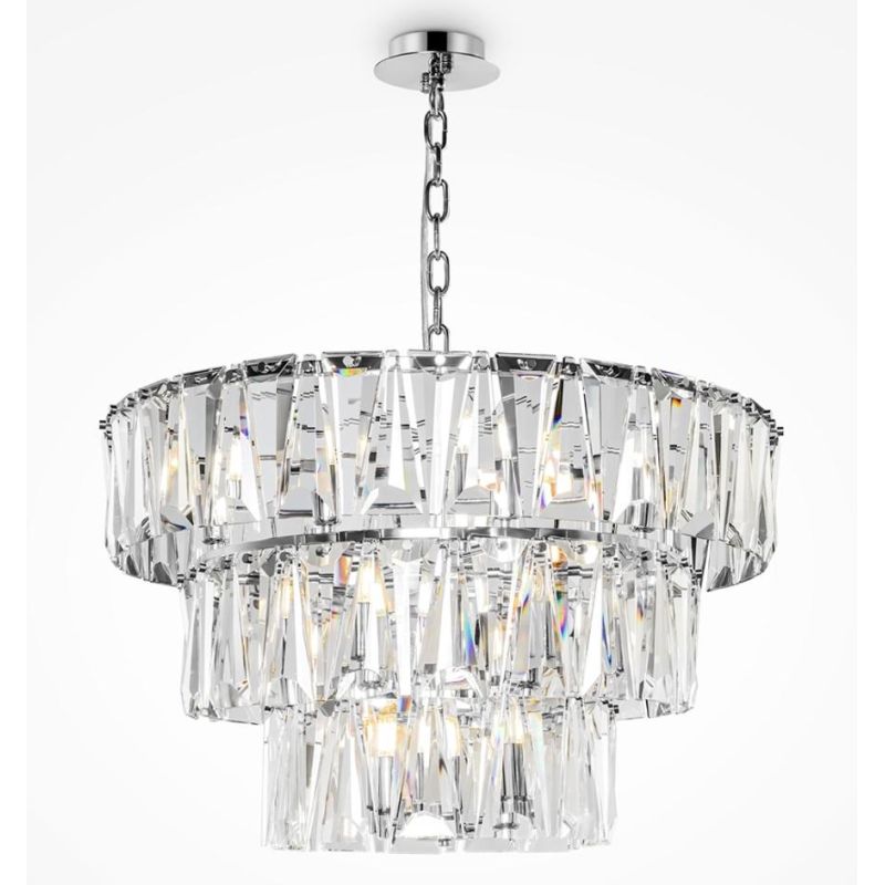 PUNTES LAMPADARIO 18 LUCI D77 CM IN CRISTALLO CON STRUTTURA ORO O CROMO LAMPADINE 18XE14 ELEGANTE