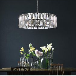 PUNTES LAMPADARIO 6 LUCI D52 CM IN CRISTALLO CON STRUTTURA ORO O CROMO LAMPADINE 6XE14 ELEGANTE