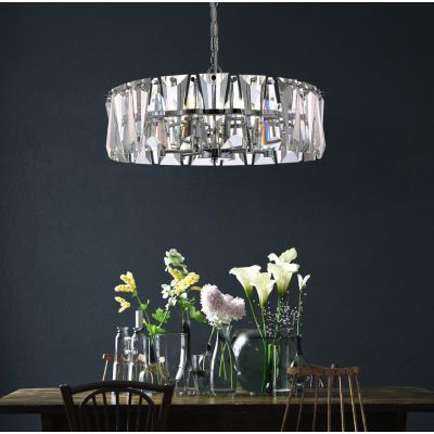 PUNTES LAMPADARIO 6 LUCI D52 CM IN CRISTALLO CON STRUTTURA ORO O CROMO LAMPADINE 6XE14 ELEGANTE