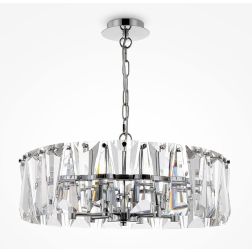 PUNTES LAMPADARIO 6 LUCI D52 CM IN CRISTALLO CON STRUTTURA ORO O CROMO LAMPADINE 6XE14 ELEGANTE 2