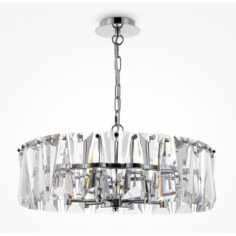 PUNTES LAMPADARIO 6 LUCI D52 CM IN CRISTALLO CON STRUTTURA ORO O CROMO LAMPADINE 6XE14 ELEGANTE