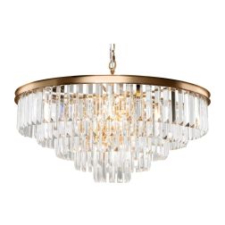 REVERO LAMPADARIO ELEGANTE 12 LUCI D70 CM OTTONE CON VETRI TRASPARENTI LAMPADINE 12XE14 2