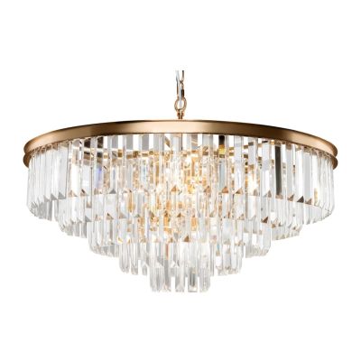 REVERO LAMPADARIO ELEGANTE 12 LUCI D70 CM OTTONE CON VETRI TRASPARENTI LAMPADINE 12XE14