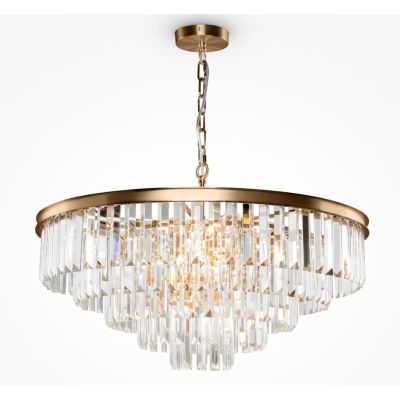 REVERO LAMPADARIO ELEGANTE 12 LUCI D70 CM OTTONE CON VETRI TRASPARENTI LAMPADINE 12XE14