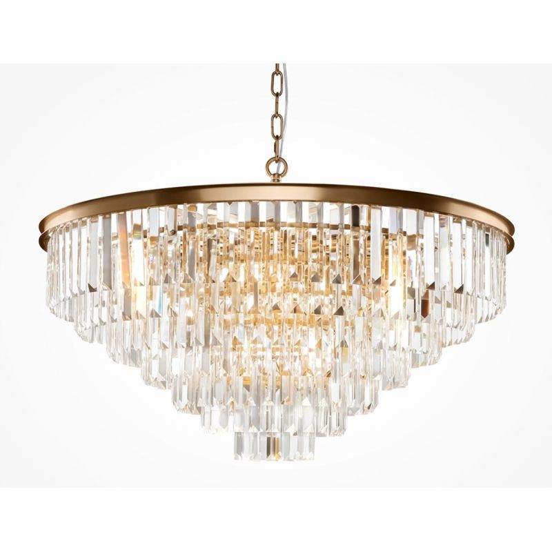 REVERO LAMPADARIO 16 LUCI ELEGANTE D80 CM OTTONE CON VETRI TRASPARENTI LAMPADINE 16XE14