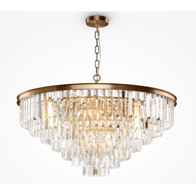 REVERO LAMPADARIO 16 LUCI ELEGANTE D80 CM OTTONE CON VETRI TRASPARENTI LAMPADINE 16XE14