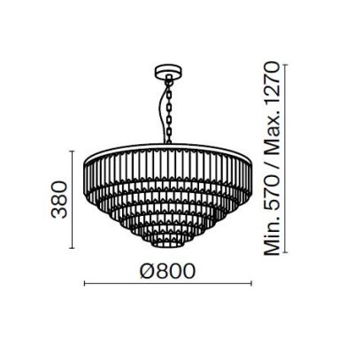 REVERO LAMPADARIO 16 LUCI ELEGANTE D80 CM OTTONE CON VETRI TRASPARENTI LAMPADINE 16XE14