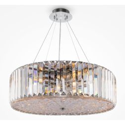 RECINTO SOSPENSIONE D53 CM IN CRISTALLO E METALLO CROMO ELEGANTE LAMPADINE 8XE27