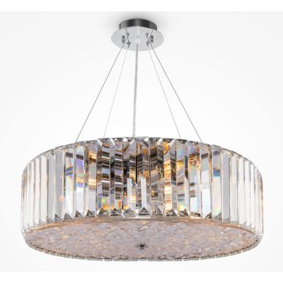 RECINTO SOSPENSIONE D53 CM IN CRISTALLO E METALLO CROMO ELEGANTE LAMPADINE 8XE27