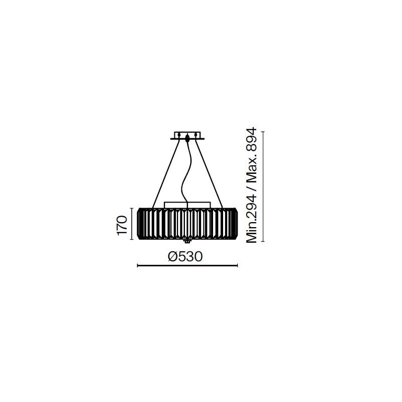 RECINTO SOSPENSIONE D53 CM IN CRISTALLO E METALLO CROMO ELEGANTE LAMPADINE 8XE27