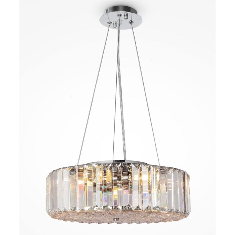 RECINTO SOSPENSIONE D40 CM IN CRISTALLO E METALLO CROMO ELEGANTE LAMPADINE 6XE27