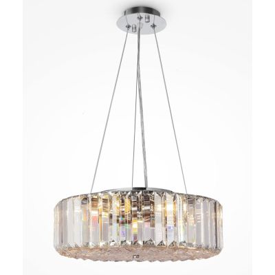 RECINTO SOSPENSIONE D40 CM IN CRISTALLO E METALLO CROMO ELEGANTE LAMPADINE 6XE27