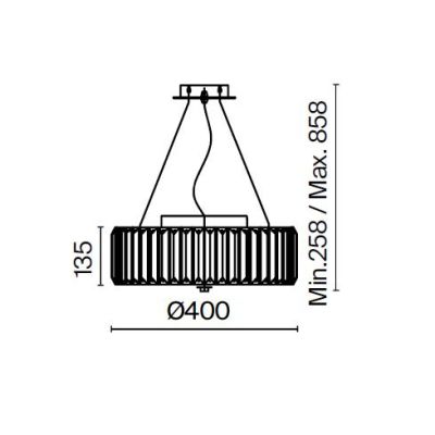RECINTO SOSPENSIONE D40 CM IN CRISTALLO E METALLO CROMO ELEGANTE LAMPADINE 6XE27