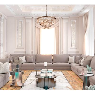 REVERO LAMPADARIO 7 LUCI D50 CM OTTONE O ORO CON VETRI TRASPARENTI O AMBRA LAMPADINE 7XE14