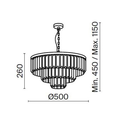 REVERO LAMPADARIO 7 LUCI D50 CM OTTONE O ORO CON VETRI TRASPARENTI O AMBRA LAMPADINE 7XE14