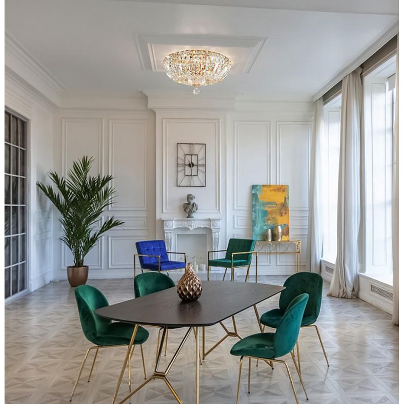 BASFOR PLAFONIERA ELEGANTE IN CRISTALLO TRASPARENTE E METALLO ORO O NICHEL LAMPADINE 3XE14