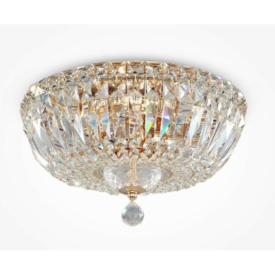 BASFOR PLAFONIERA ELEGANTE IN CRISTALLO TRASPARENTE E METALLO ORO O NICHEL LAMPADINE 3XE14