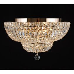 BASFOR PLAFONIERA ELEGANTE D46 CM IN CRISTALLO TRASPARENTE E METALLO ORO LAMPADINE 12XE14 2