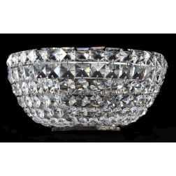 BASFOR APPLIQUE RAFFINATA IN CRISTALLO TRASPARENTE E METALLO ORO O NICHEL LAMPADINE 2XE14