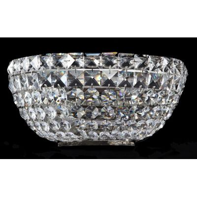 BASFOR APPLIQUE RAFFINATA IN CRISTALLO TRASPARENTE E METALLO ORO O NICHEL LAMPADINE 2XE14