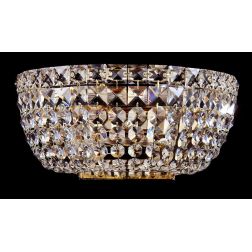 BASFOR APPLIQUE RAFFINATA IN CRISTALLO TRASPARENTE E METALLO ORO O NICHEL LAMPADINE 2XE14 2