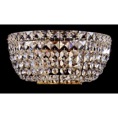 BASFOR APPLIQUE RAFFINATA IN CRISTALLO TRASPARENTE E METALLO ORO O NICHEL LAMPADINE 2XE14