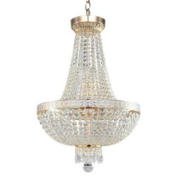 BELLA LAMPADARIO ELEGANTE CLASSICO ORO 2 MISURE CON ELEMENTI DECORATIVI IN CRISTALLO TRASPARENTE