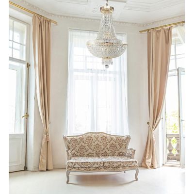 BELLA LAMPADARIO ELEGANTE CLASSICO ORO 2 MISURE CON ELEMENTI DECORATIVI IN CRISTALLO TRASPARENTE