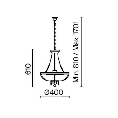 BELLA LAMPADARIO ELEGANTE CLASSICO ORO 2 MISURE CON ELEMENTI DECORATIVI IN CRISTALLO TRASPARENTE