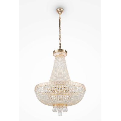BELLA LAMPADARIO ELEGANTE CLASSICO ORO 2 MISURE CON ELEMENTI DECORATIVI IN CRISTALLO TRASPARENTE