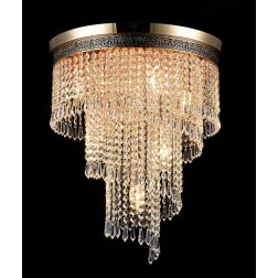 CASCADE PLAFONIERA 7 LUCI CON PENDAGLI IN CRISTALLO E STRUTTURA ORO LAMPADINE ATTACCO E14