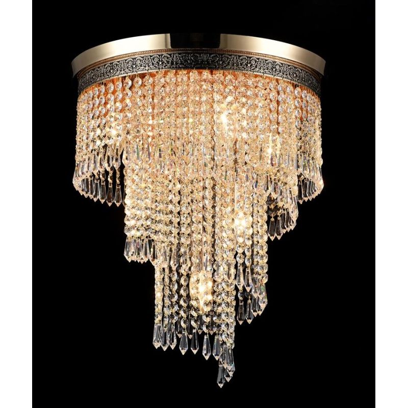 CASCADE PLAFONIERA 7 LUCI CON PENDAGLI IN CRISTALLO E STRUTTURA ORO LAMPADINE ATTACCO E14