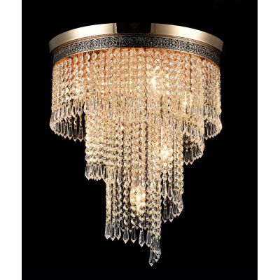 CASCADE PLAFONIERA 7 LUCI CON PENDAGLI IN CRISTALLO E STRUTTURA ORO LAMPADINE ATTACCO E14