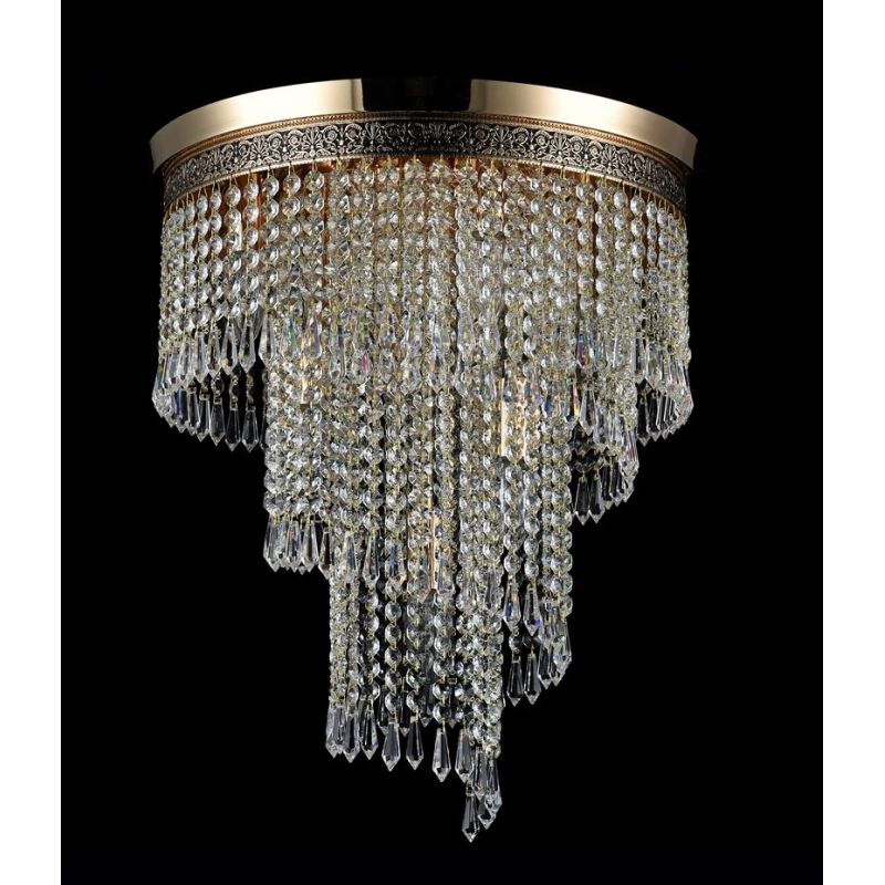 CASCADE PLAFONIERA 7 LUCI CON PENDAGLI IN CRISTALLO E STRUTTURA ORO LAMPADINE ATTACCO E14