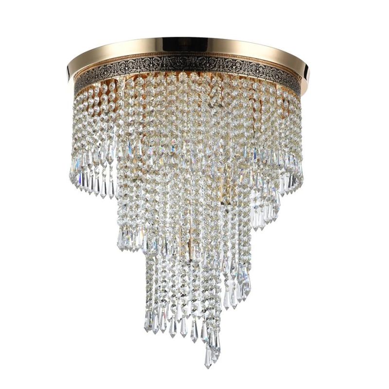 CASCADE PLAFONIERA 7 LUCI CON PENDAGLI IN CRISTALLO E STRUTTURA ORO LAMPADINE ATTACCO E14