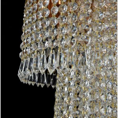 CASCADE PLAFONIERA 7 LUCI CON PENDAGLI IN CRISTALLO E STRUTTURA ORO LAMPADINE ATTACCO E14