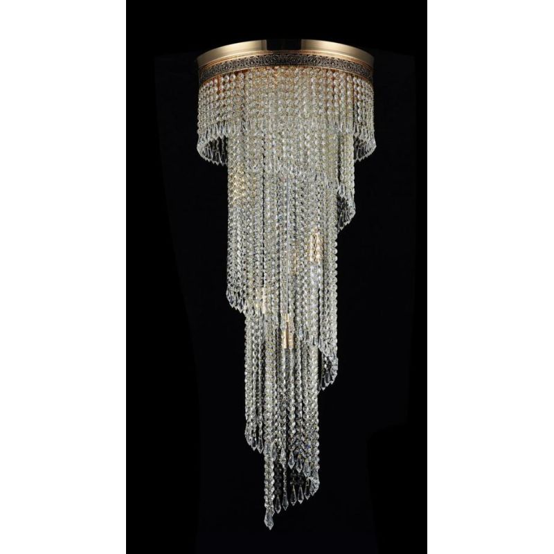 CASCADE PLAFONIERA 12 LUCI CON PENDAGLI IN CRISTALLO E STRUTTURA ORO LAMPADINE ATTACCO E14