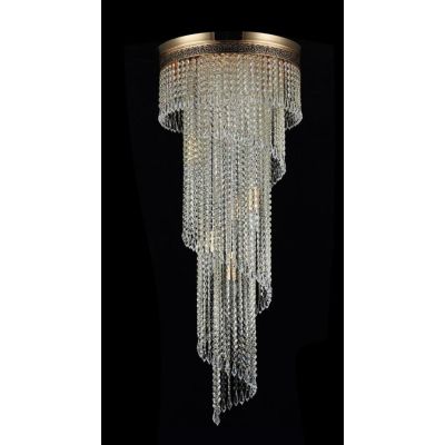 CASCADE PLAFONIERA 12 LUCI CON PENDAGLI IN CRISTALLO E STRUTTURA ORO LAMPADINE ATTACCO E14