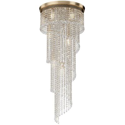 CASCADE PLAFONIERA 12 LUCI CON PENDAGLI IN CRISTALLO E STRUTTURA ORO LAMPADINE ATTACCO E14