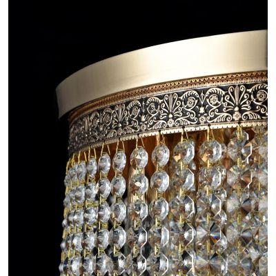 CASCADE PLAFONIERA 12 LUCI CON PENDAGLI IN CRISTALLO E STRUTTURA ORO LAMPADINE ATTACCO E14