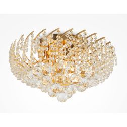 KAROLINA PLAFONIERA IN CRISTALLO 2 MISURE STRUTTURA ORO ELEGANTE LAMPADINE ATTACCO E14