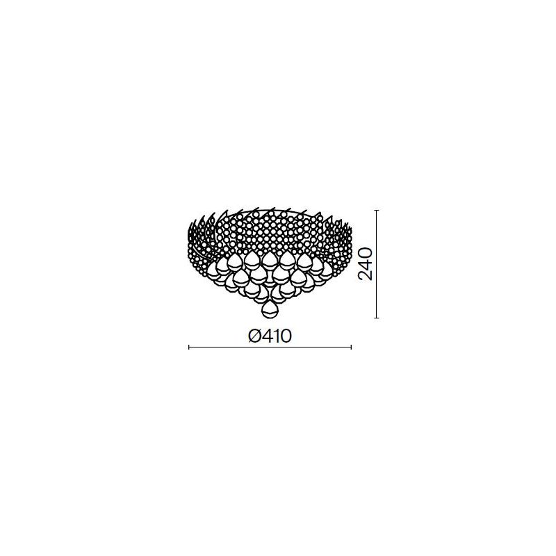 KAROLINA PLAFONIERA IN CRISTALLO 2 MISURE STRUTTURA ORO ELEGANTE LAMPADINE ATTACCO E14
