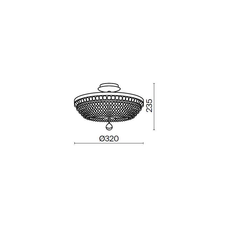 OTTILIA PLAFONIERA 3 MISURE IN CRISTALLO E METALLO ORO RAFFINATA ED ELEGANTE LAMPADINE ATTACCO E14