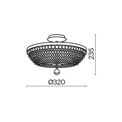 OTTILIA PLAFONIERA 3 MISURE IN CRISTALLO E METALLO ORO RAFFINATA ED ELEGANTE LAMPADINE ATTACCO E14