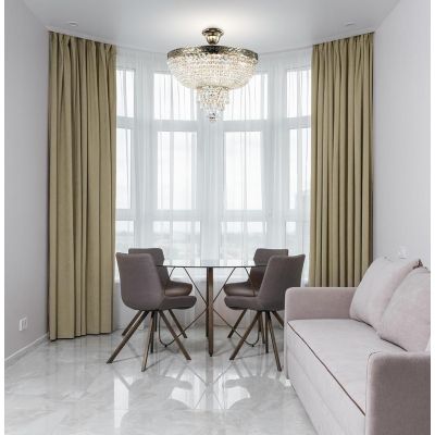 PALACE PLAFONIERA 4 MISURE IN CRISTALLO E METALLO ORO ANTICO ELEGANTE LAMPADINE ATTACCO E27