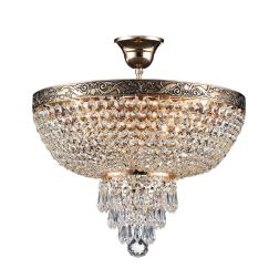 PALACE PLAFONIERA 4 MISURE IN CRISTALLO E METALLO ORO ANTICO ELEGANTE LAMPADINE ATTACCO E27