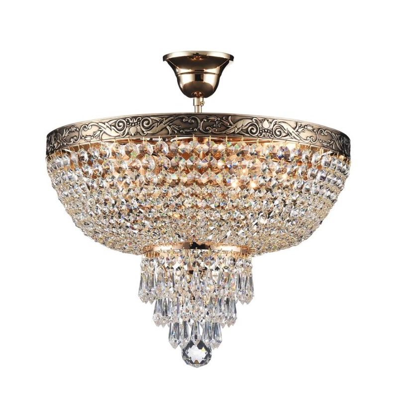 PALACE PLAFONIERA 4 MISURE IN CRISTALLO E METALLO ORO ANTICO ELEGANTE LAMPADINE ATTACCO E27