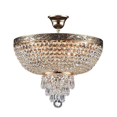 PALACE PLAFONIERA 4 MISURE IN CRISTALLO E METALLO ORO ANTICO ELEGANTE LAMPADINE ATTACCO E27