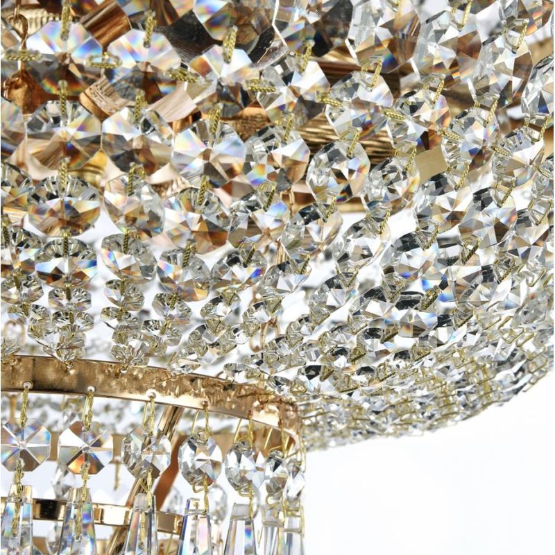 PALACE PLAFONIERA 4 MISURE IN CRISTALLO E METALLO ORO ANTICO ELEGANTE LAMPADINE ATTACCO E27