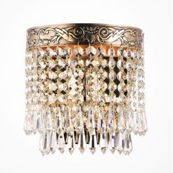 PALACE ELEGANTE APPLIQUE IN CRISTALLO E METALLO ORO ANTICO CON LAMPADINA ATTACCO E27